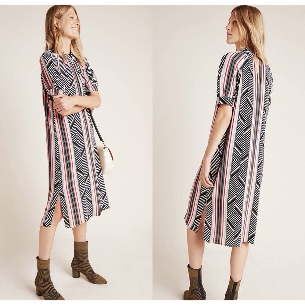Anthropologie Tunic Dress Size XS McKenzie Mock Neck Short Sleeve‎ Pullover